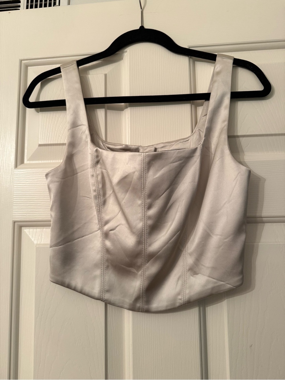 Aritzia Satin Square-Neck Crop Top in Ivory